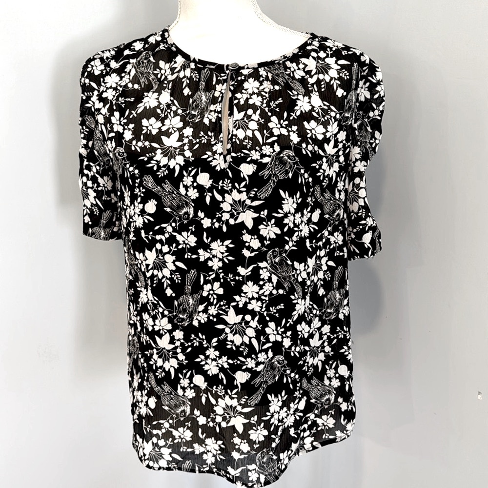 J.Crew Black and White Blouse with built in tank top